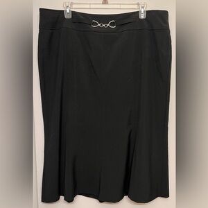 Elegant Black Midi Skirt with Silver Accent